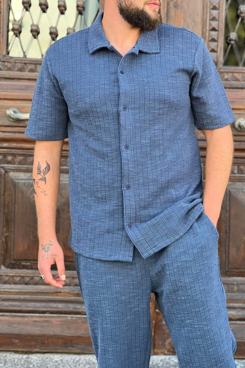 ONE COLOR SHIRT+TROUSER MEN VEST BLUE/BLU - 3