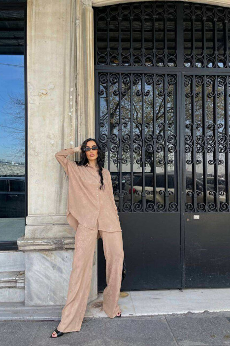 ONE COLOR SHIRT+TROUSERS WOMEN SET BEIGE/BEZHE 