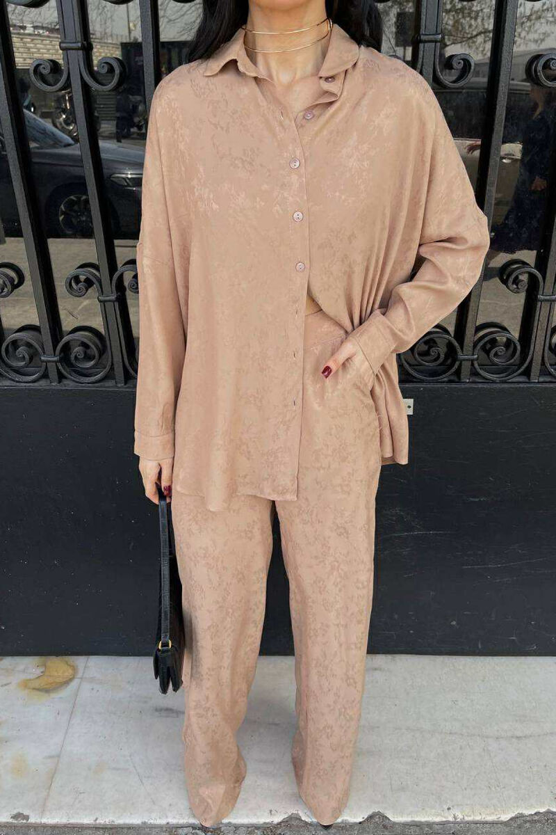 ONE COLOR SHIRT+TROUSERS WOMEN SET BEIGE/BEZHE - 3