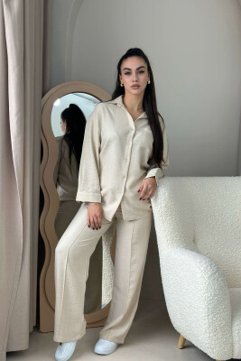 ONE COLOR SHIRT+TROUSERS WOMEN SET BEIGE/BEZHE 