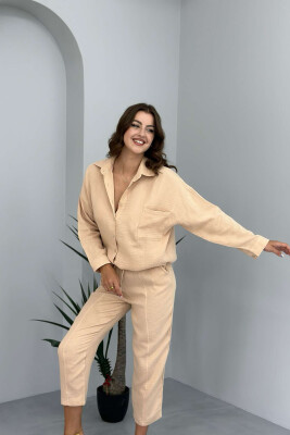 ONE COLOR SHIRT+TROUSERS WOMEN SET BEIGE/BEZHE 