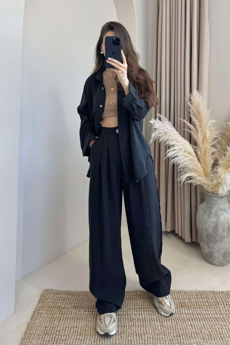 ONE COLOR SHIRT+TROUSERS WOMEN SET BLACK/ E ZEZE - 1