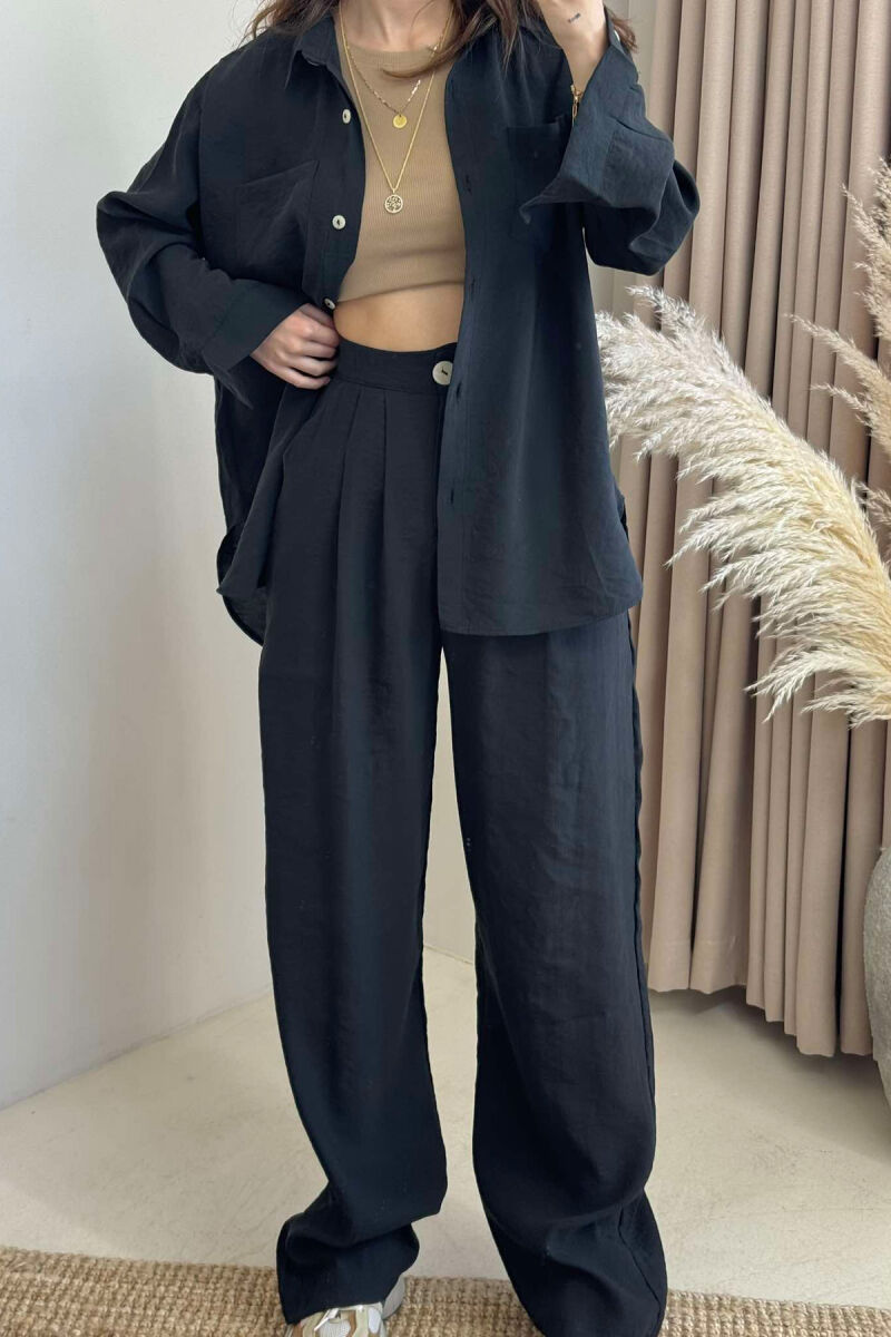 ONE COLOR SHIRT+TROUSERS WOMEN SET BLACK/ E ZEZE - 2