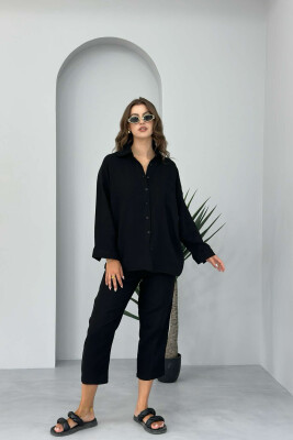 ONE COLOR SHIRT+TROUSERS WOMEN SET BLACK/ E ZEZE 