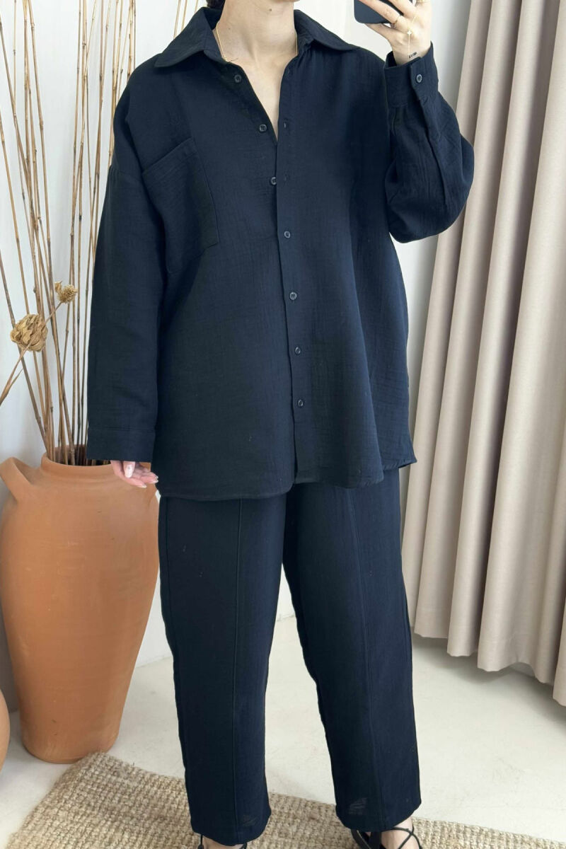 ONE COLOR SHIRT+TROUSERS WOMEN SET BLACK/ E ZEZE - 2