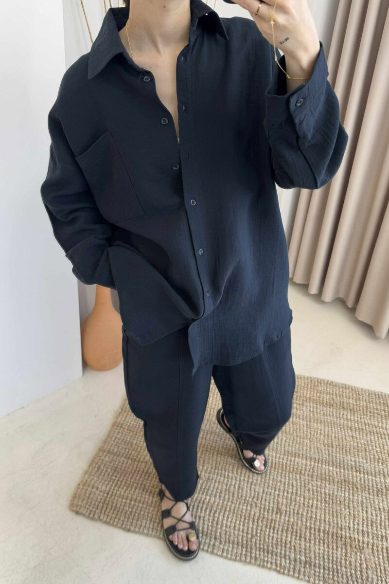 ONE COLOR SHIRT+TROUSERS WOMEN SET BLACK/ E ZEZE - 3