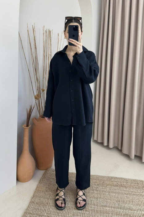 ONE COLOR SHIRT+TROUSERS WOMEN SET BLACK/ E ZEZE - 5