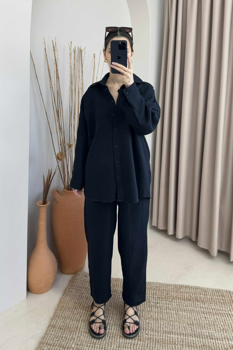 ONE COLOR SHIRT+TROUSERS WOMEN SET BLACK/ E ZEZE - 5