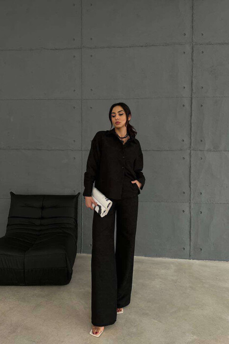 ONE COLOR SHIRT+TROUSERS WOMEN SET BLACK/ E ZEZE 