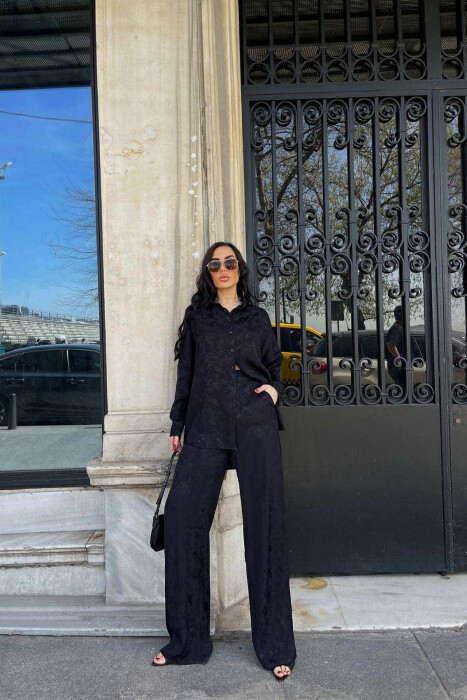 ONE COLOR SHIRT+TROUSERS WOMEN SET BLACK/ E ZEZE 