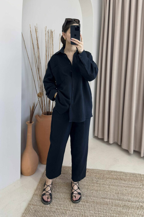 ONE COLOR SHIRT+TROUSERS WOMEN SET BLACK/ E ZEZE 