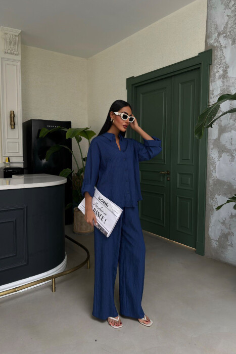 ONE COLOR SHIRT+TROUSERS WOMEN SET BLUE/BLU 