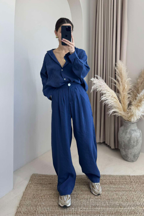 SET NJË NGJYRËSH KËMISHË+PANTALLONA PËR FEMRA NË NGJYRËN BLU 