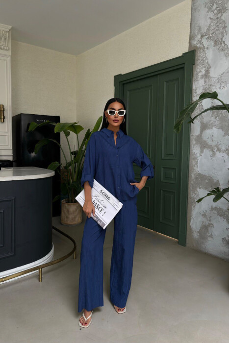ONE COLOR SHIRT+TROUSERS WOMEN SET BLUE/BLU - 2
