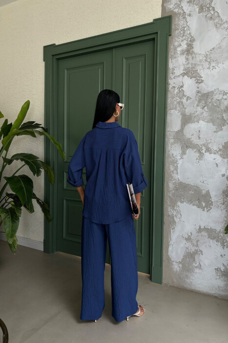 ONE COLOR SHIRT+TROUSERS WOMEN SET BLUE/BLU - 3