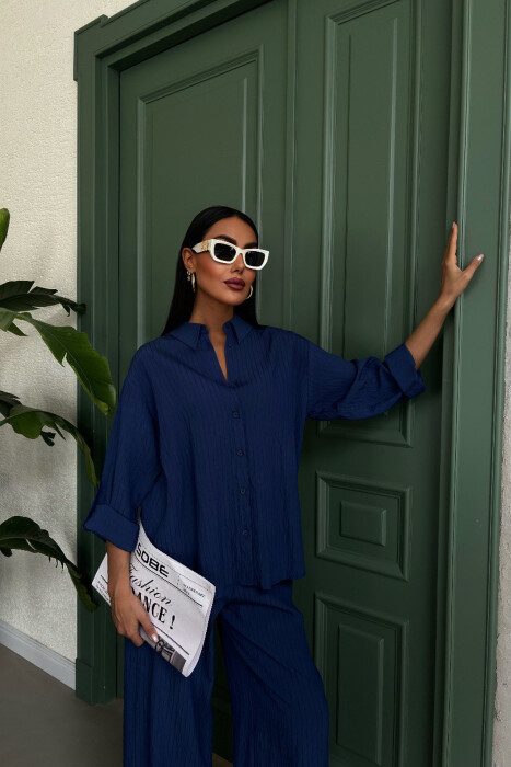 ONE COLOR SHIRT+TROUSERS WOMEN SET BLUE/BLU - 4