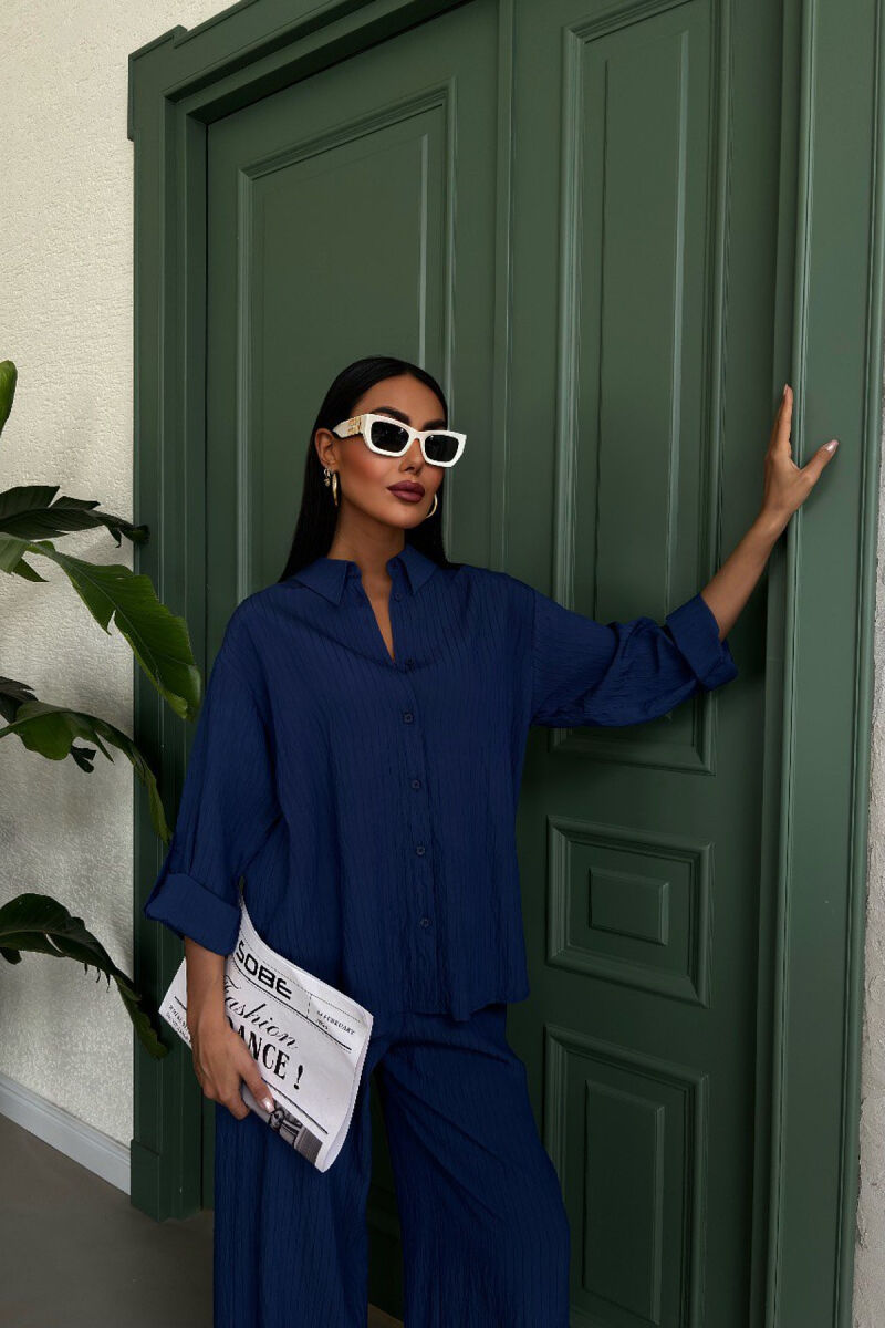 ONE COLOR SHIRT+TROUSERS WOMEN SET BLUE/BLU - 4