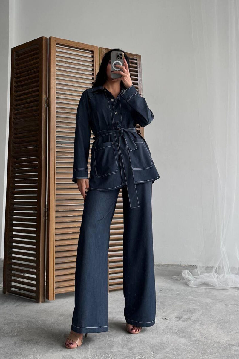 ONE COLOR SHIRT+TROUSERS WOMEN SET BLUE/BLU - 1