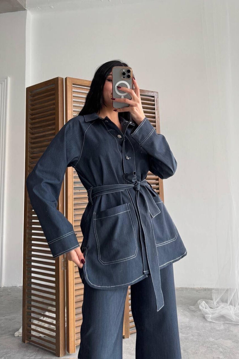ONE COLOR SHIRT+TROUSERS WOMEN SET BLUE/BLU - 2