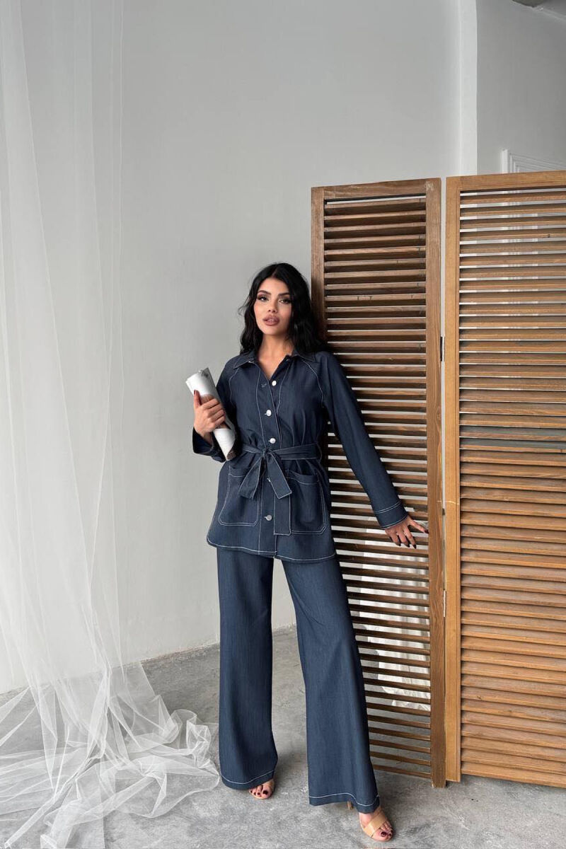ONE COLOR SHIRT+TROUSERS WOMEN SET BLUE/BLU - 3