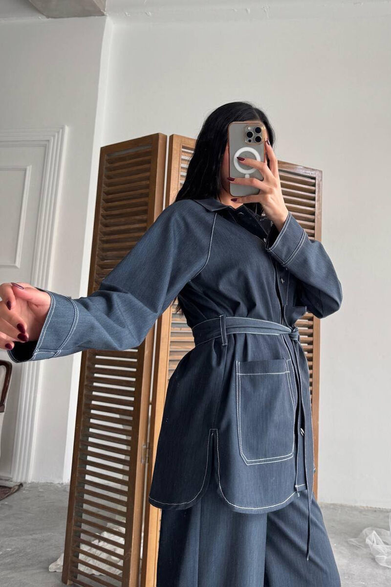 ONE COLOR SHIRT+TROUSERS WOMEN SET BLUE/BLU - 4