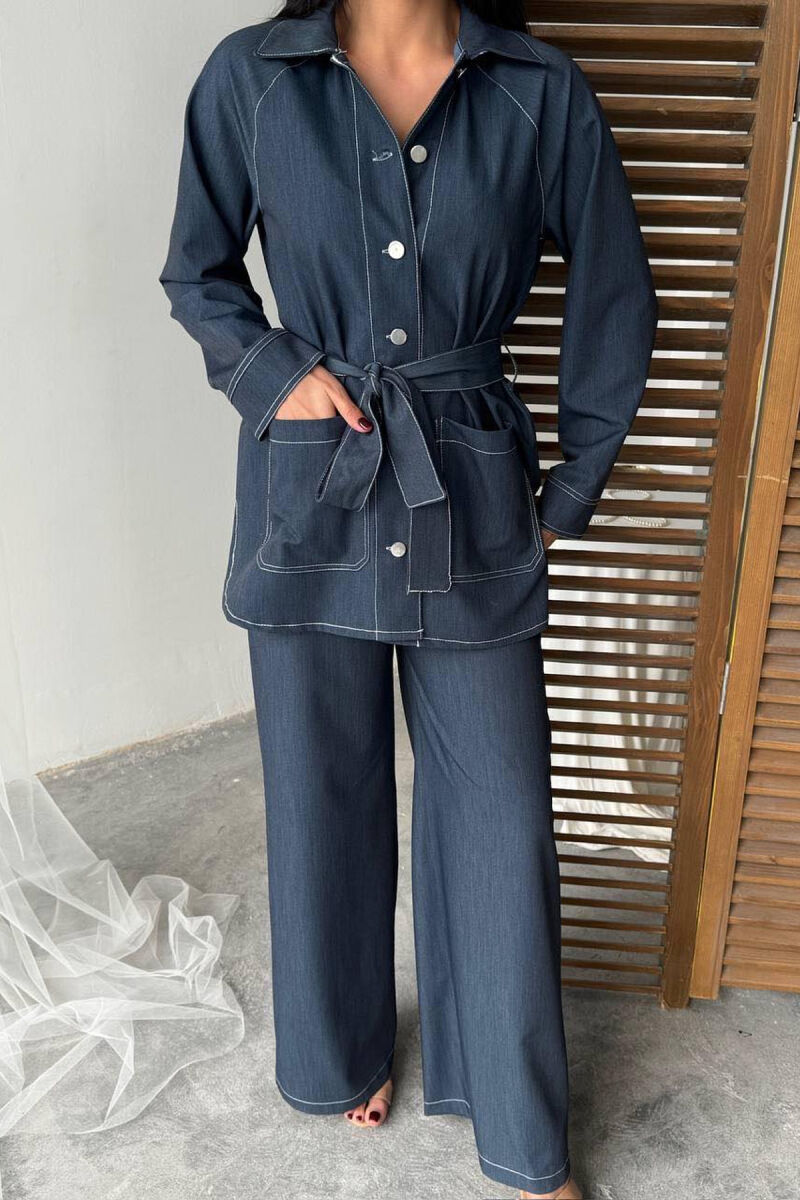 ONE COLOR SHIRT+TROUSERS WOMEN SET BLUE/BLU - 5