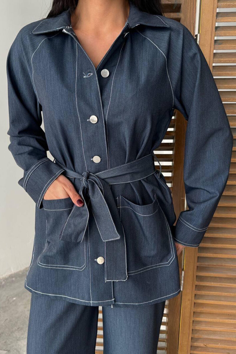ONE COLOR SHIRT+TROUSERS WOMEN SET BLUE/BLU - 7