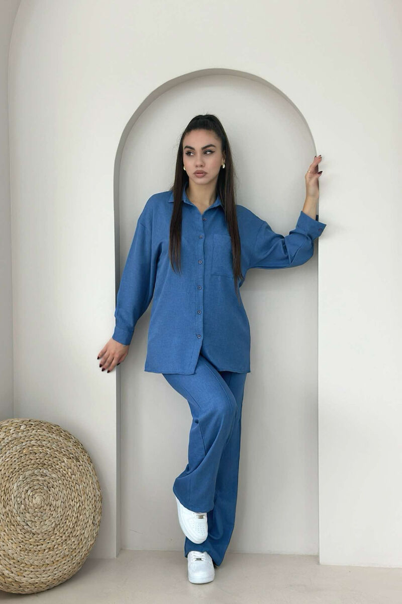 ONE COLOR SHIRT+TROUSERS WOMEN SET BLUE/BLU - 3