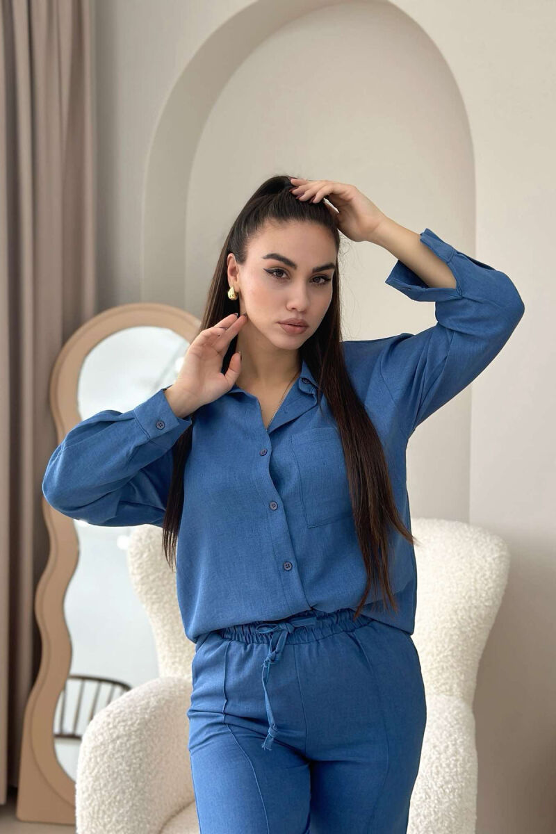 ONE COLOR SHIRT+TROUSERS WOMEN SET BLUE/BLU - 4