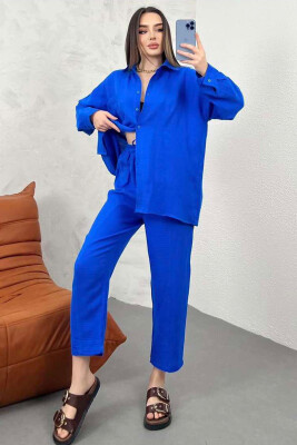 ONE COLOR SHIRT+TROUSERS WOMEN SET BLUE/BLU 