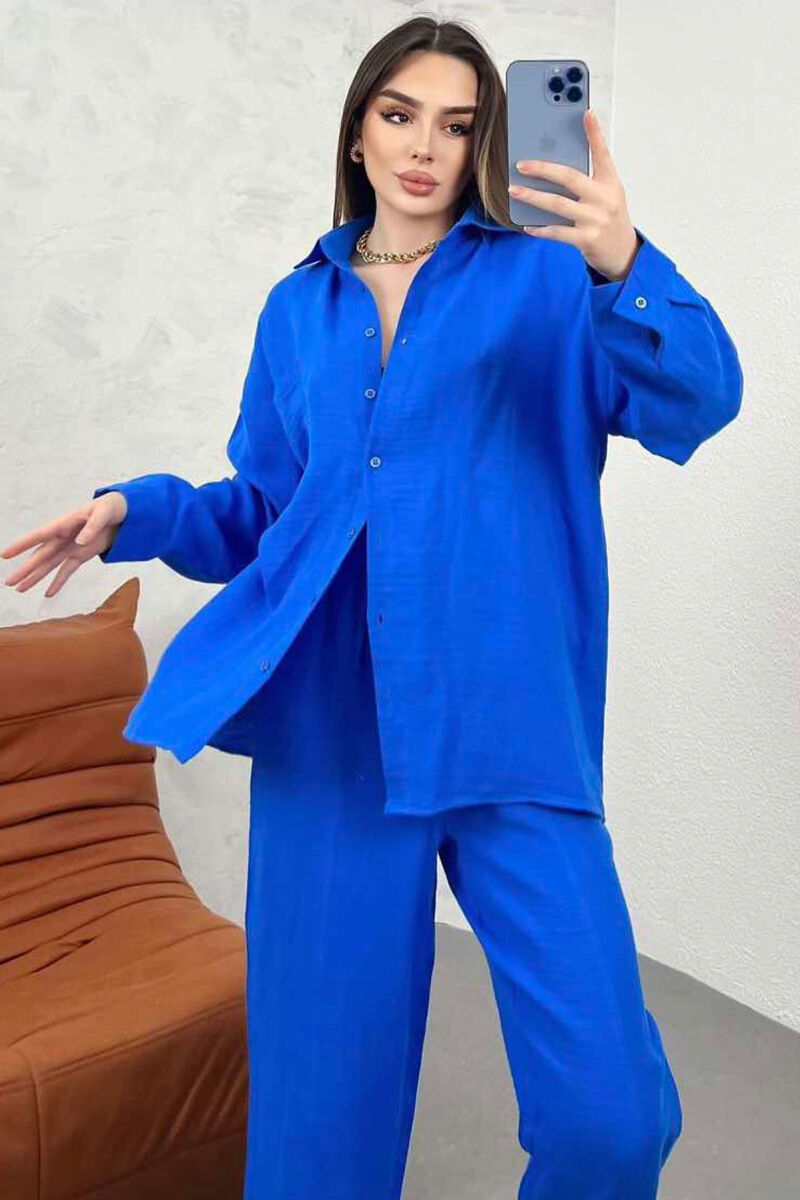 ONE COLOR SHIRT+TROUSERS WOMEN SET BLUE/BLU - 2