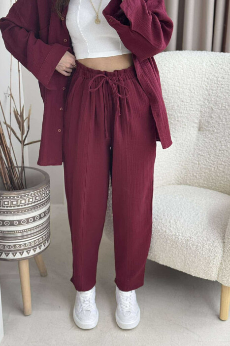 ONE COLOR SHIRT+TROUSERS WOMEN SET BURGUNDY/VISHNJE - 2