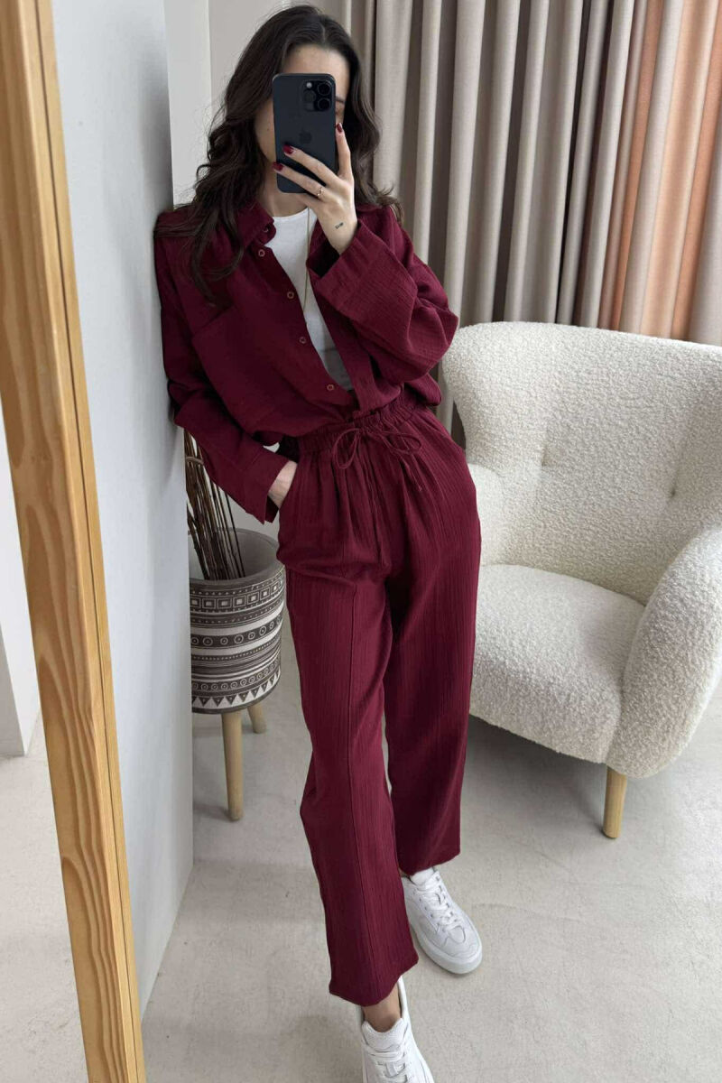 ONE COLOR SHIRT+TROUSERS WOMEN SET BURGUNDY/VISHNJE - 4