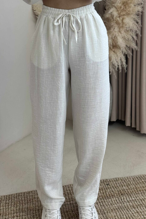 ONE COLOR SHIRT+TROUSERS WOMEN SET CREAM/KREM - 4