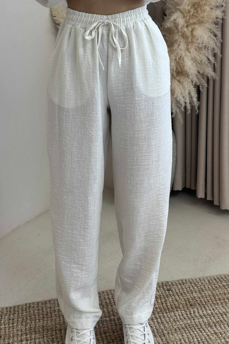 ONE COLOR SHIRT+TROUSERS WOMEN SET CREAM/KREM - 4