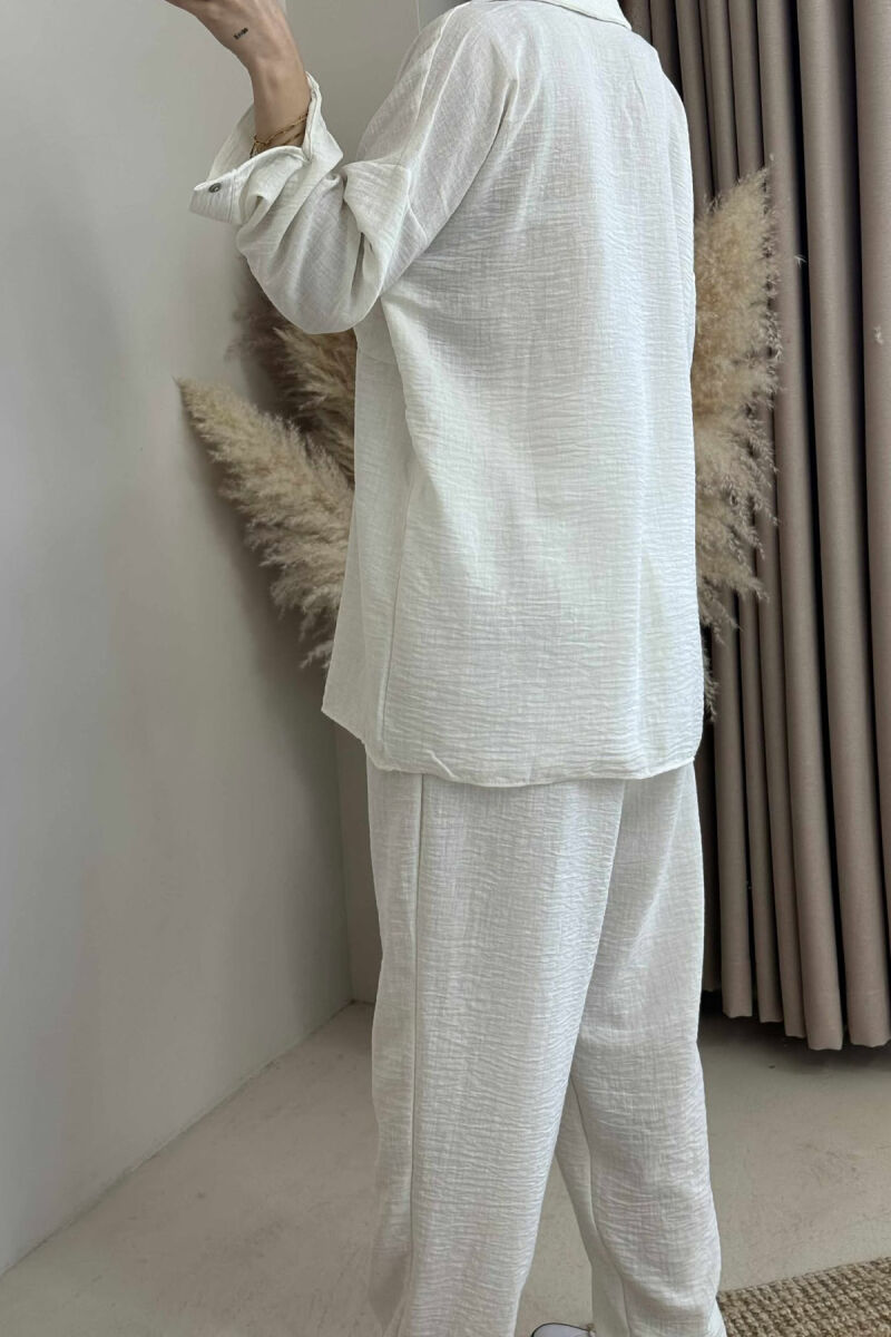 ONE COLOR SHIRT+TROUSERS WOMEN SET CREAM/KREM - 5