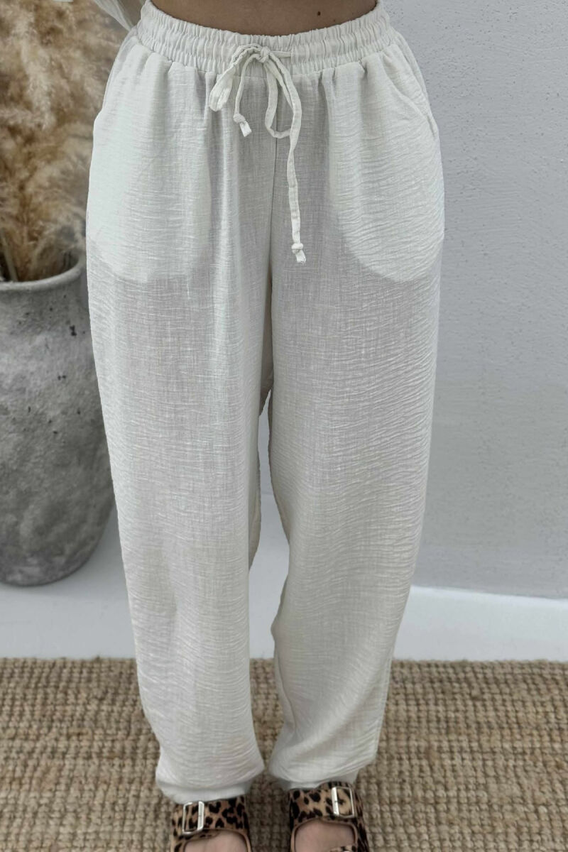 ONE COLOR SHIRT+TROUSERS WOMEN SET CREAM/KREM - 2