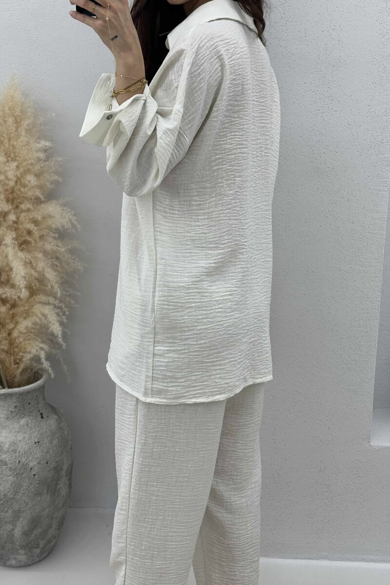 ONE COLOR SHIRT+TROUSERS WOMEN SET CREAM/KREM - 3