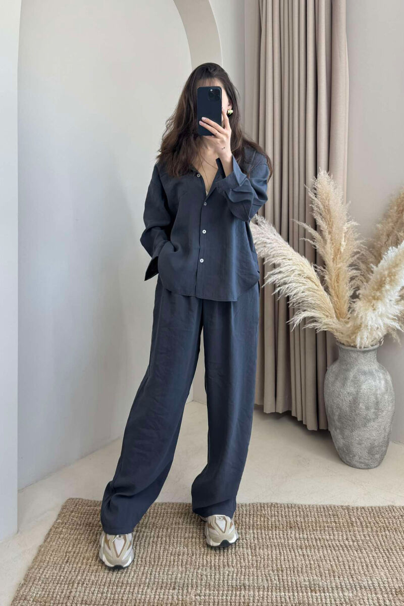 ONE COLOR SHIRT+TROUSERS WOMEN SET DARK GREY/GEE - 1