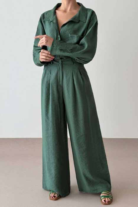 ONE COLOR SHIRT+TROUSERS WOMEN SET GREEN/JESHILE 