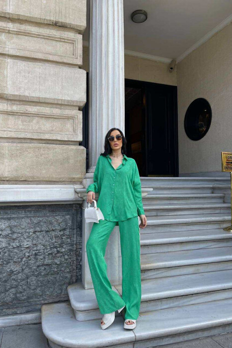 ONE COLOR SHIRT+TROUSERS WOMEN SET GREEN/JESHILE - 1