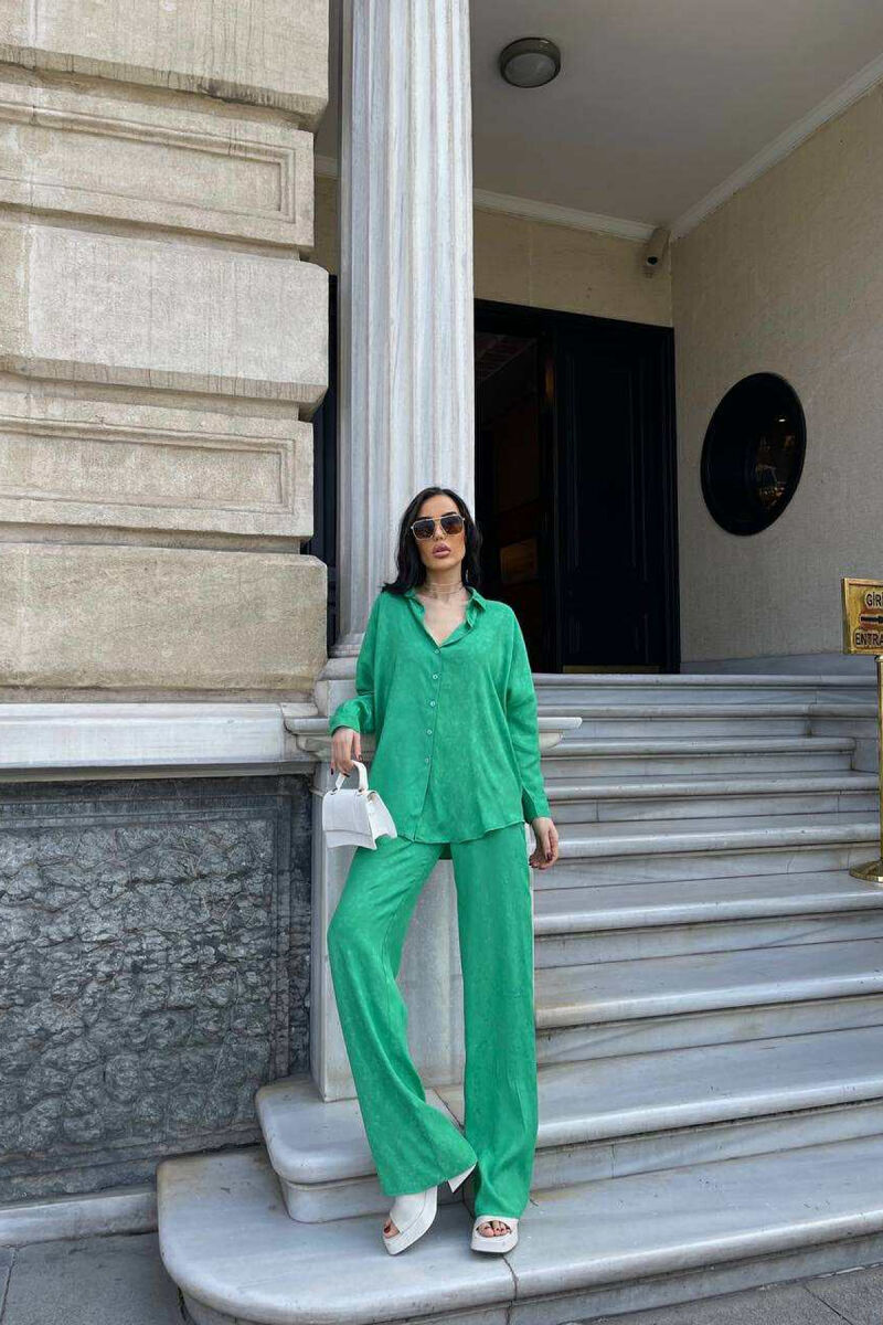 ONE COLOR SHIRT+TROUSERS WOMEN SET GREEN/JESHILE - 1