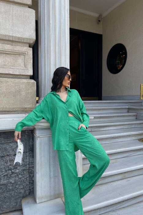 ONE COLOR SHIRT+TROUSERS WOMEN SET GREEN/JESHILE - 2