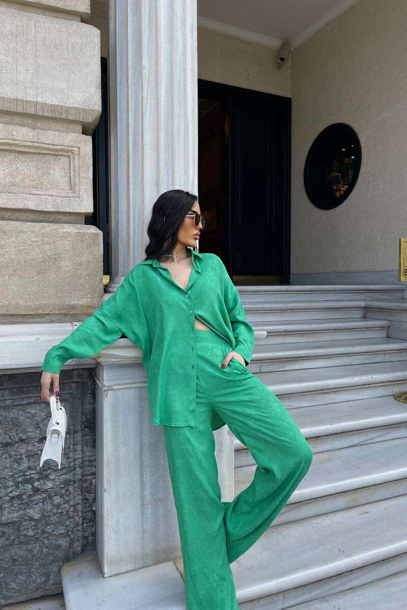 ONE COLOR SHIRT+TROUSERS WOMEN SET GREEN/JESHILE - 2