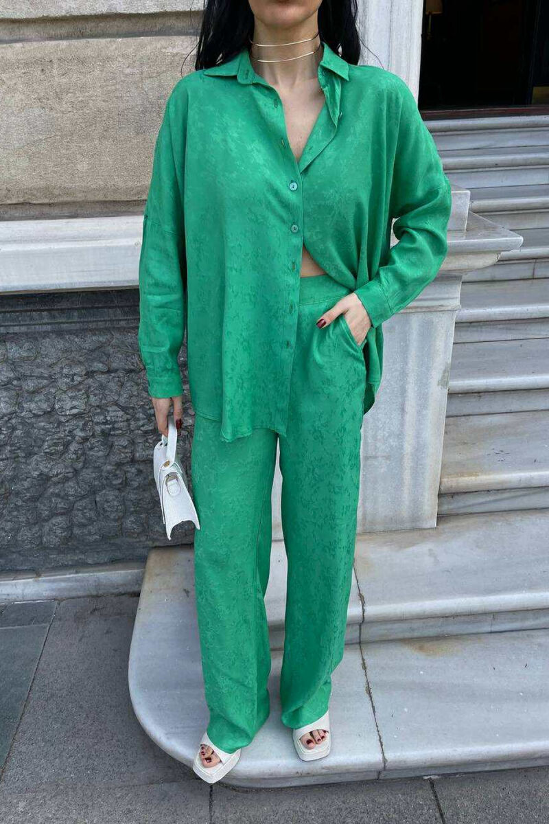 ONE COLOR SHIRT+TROUSERS WOMEN SET GREEN/JESHILE - 3