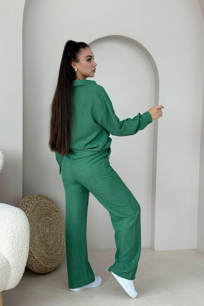 ONE COLOR SHIRT+TROUSERS WOMEN SET GREEN/JESHILE - 2