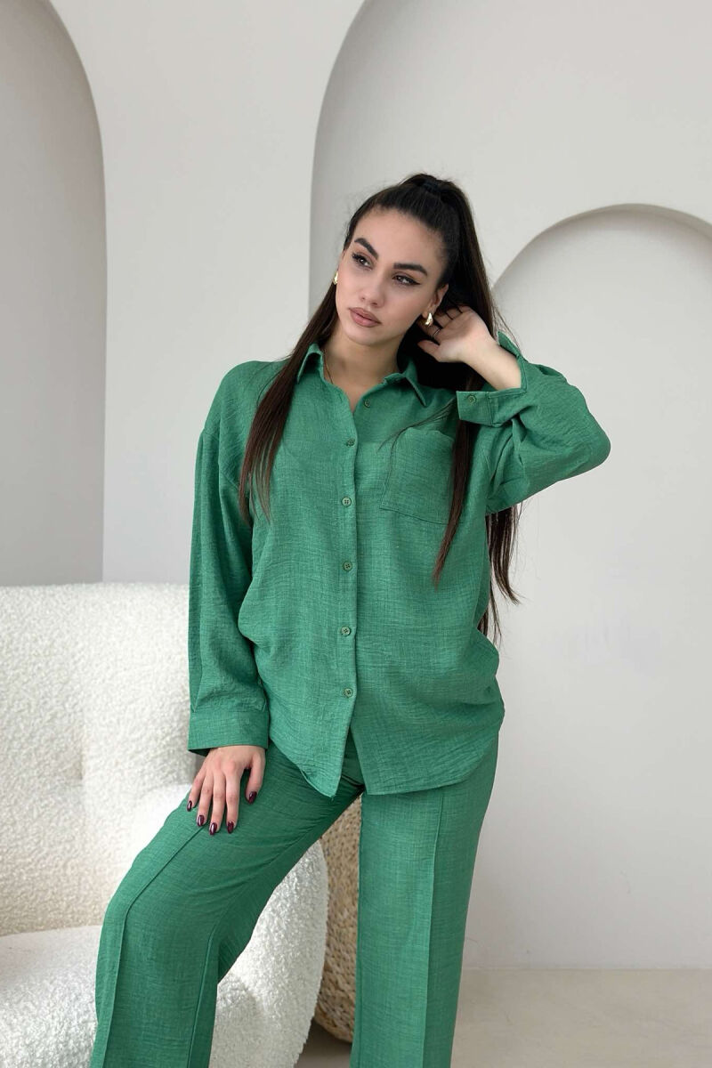 ONE COLOR SHIRT+TROUSERS WOMEN SET GREEN/JESHILE - 3