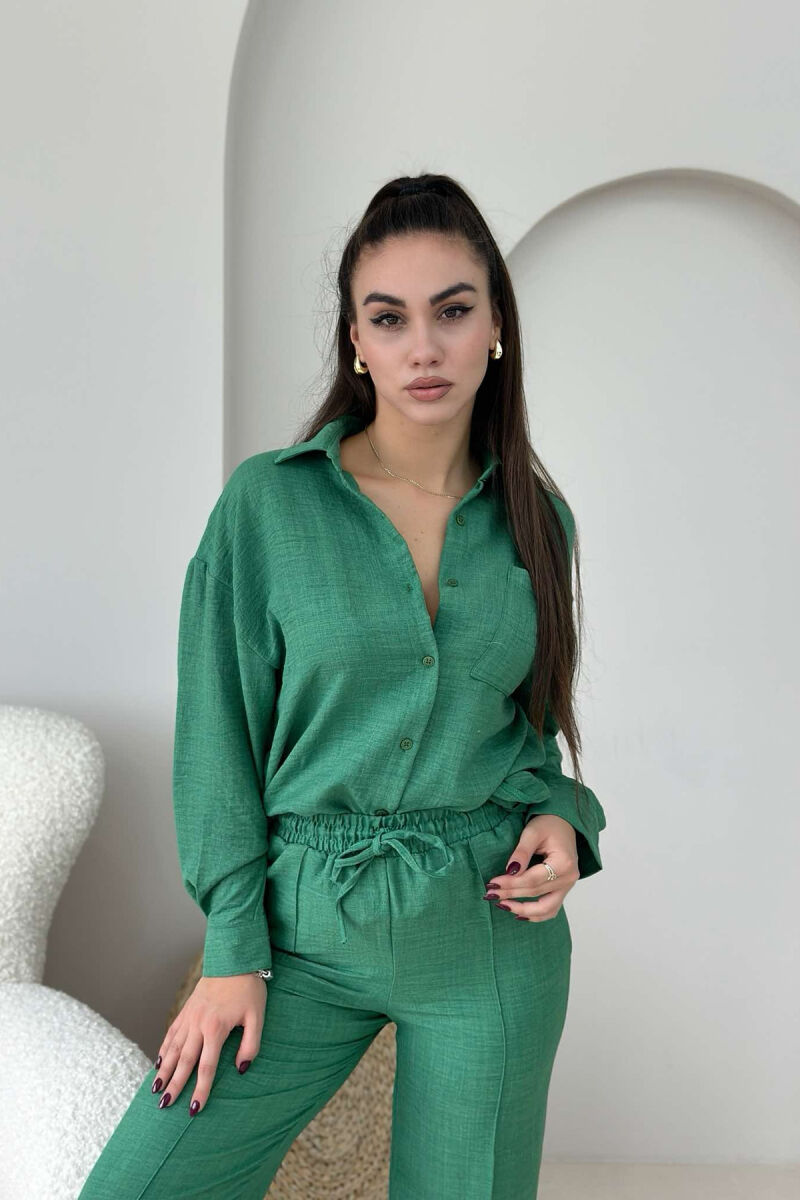 ONE COLOR SHIRT+TROUSERS WOMEN SET GREEN/JESHILE - 4