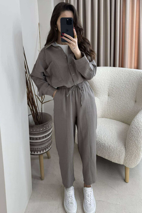 ONE COLOR SHIRT+TROUSERS WOMEN SET GREY/GRI 