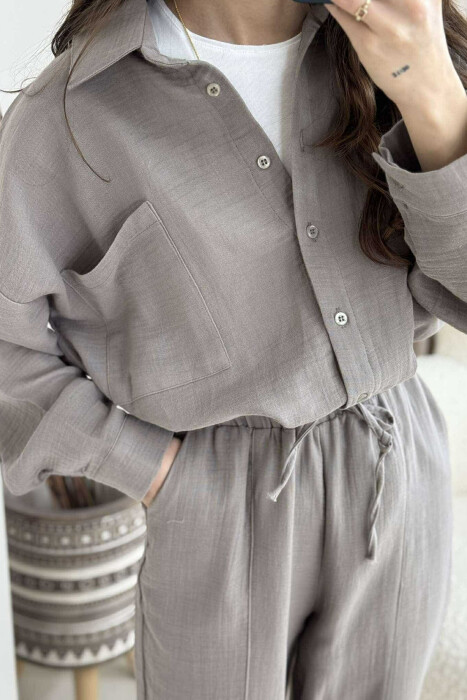 ONE COLOR SHIRT+TROUSERS WOMEN SET GREY/GRI - 3